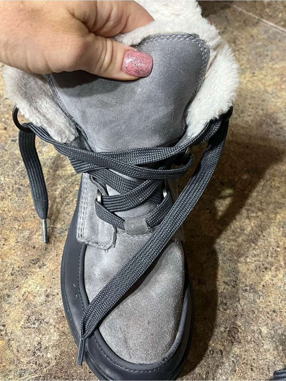 SOREL Tivoli IV Waterproof Boots Quarry Gray Suede Faux Fur US 7.5 Winter